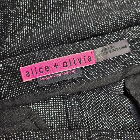 Alice + Olivia Women's Metallic Shimmer Wool Wide Leg Pants Size 8 Black Silver - Picture 6 of 9